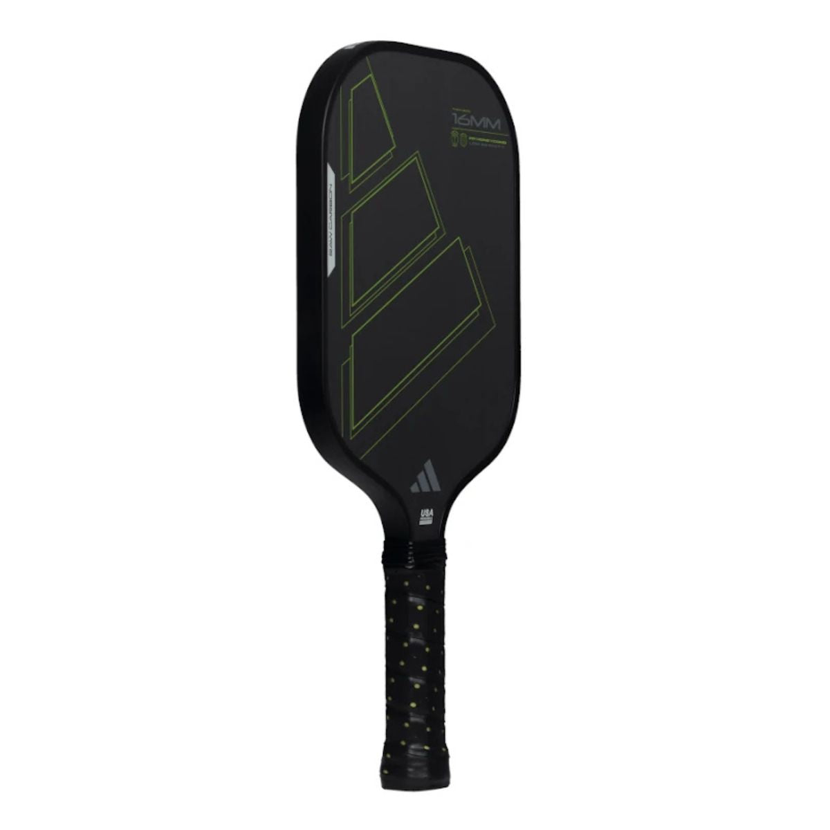 Schuin vooraanzicht Adidas RX Carbon ATTK 2025 pickleballracket – verlengd model met ruw carbon blad, 16 mm dikte en brede sweetspot voor agressief aanvallend spel.