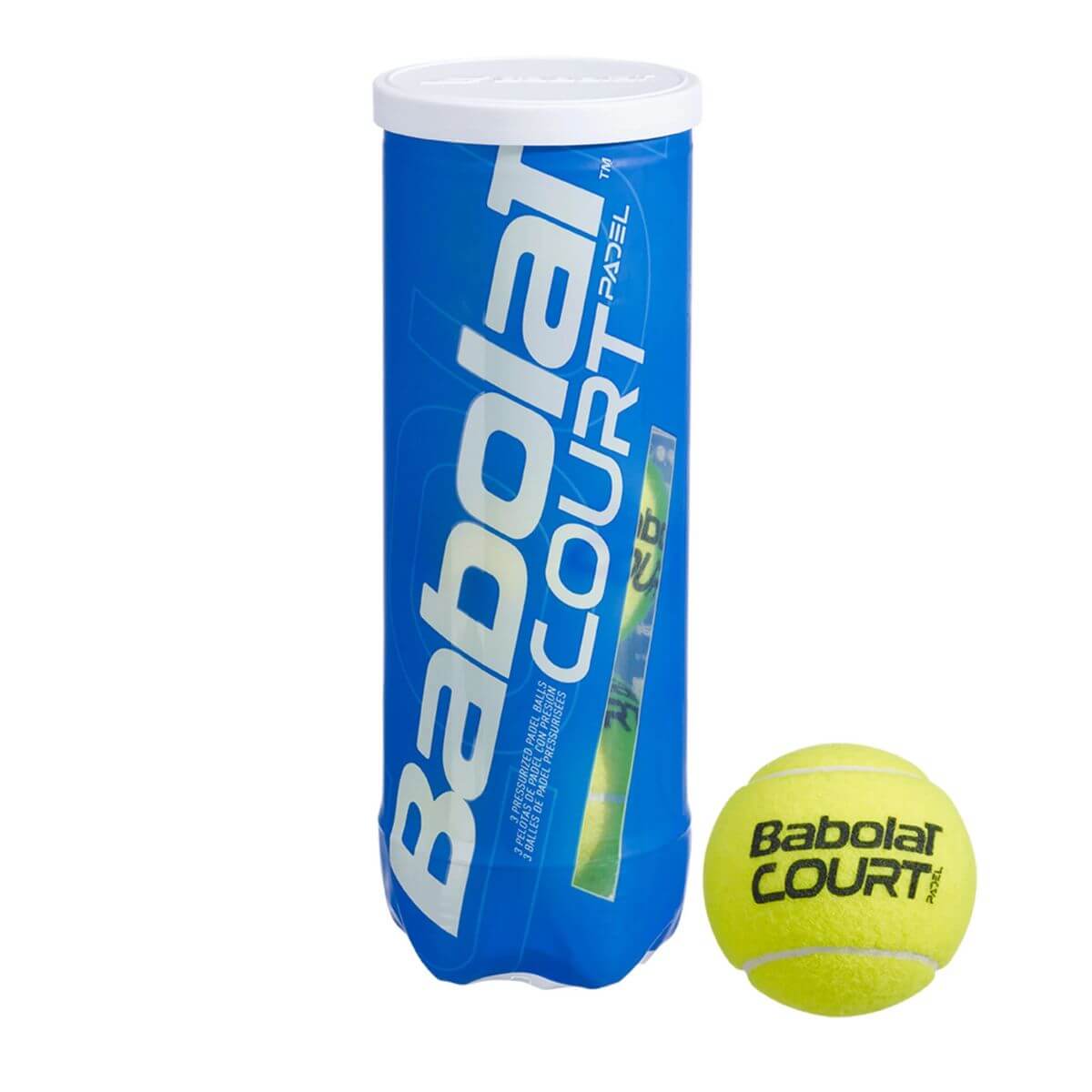 Babolat Court padelballen – tuben met 3 ballen, duurzaam en betrouwbaar voor training en recreatief gebruik.