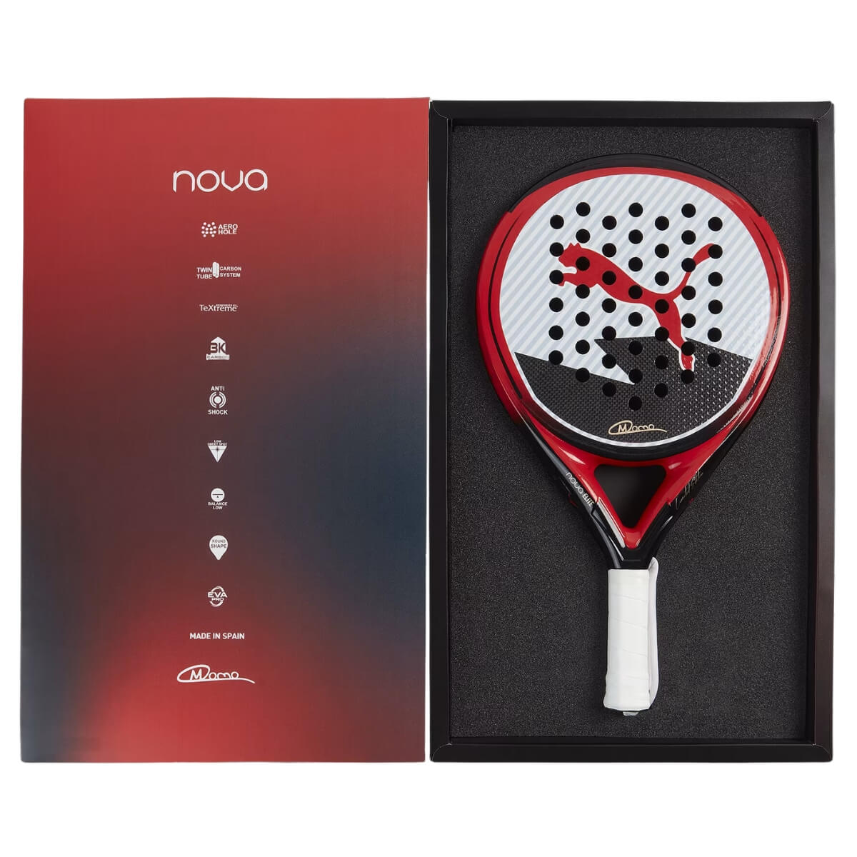 Puma Nova Elite padel racket 2024 Momo Gonzalez in doos