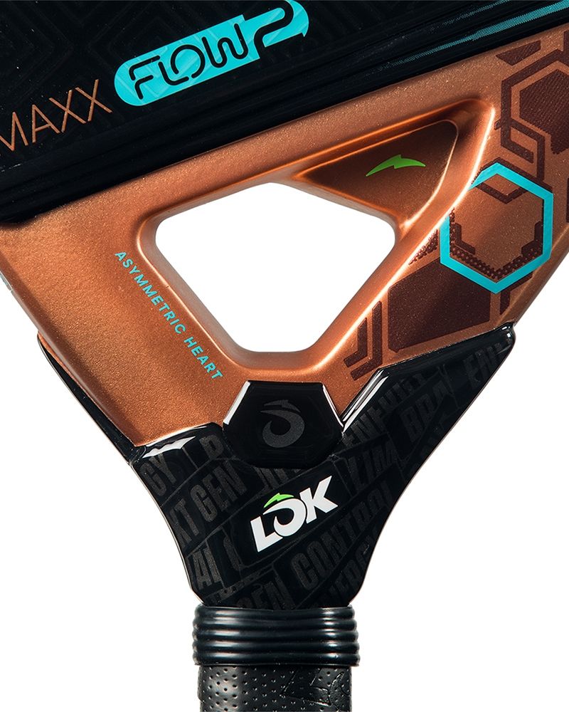 Detail Lok Maxx Flow Gen 2 | Zwart Rond padelracket met 18K Carbon