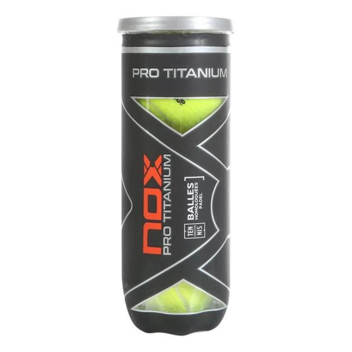 Nox Pro Titanium padel ballen tube met drie ballen