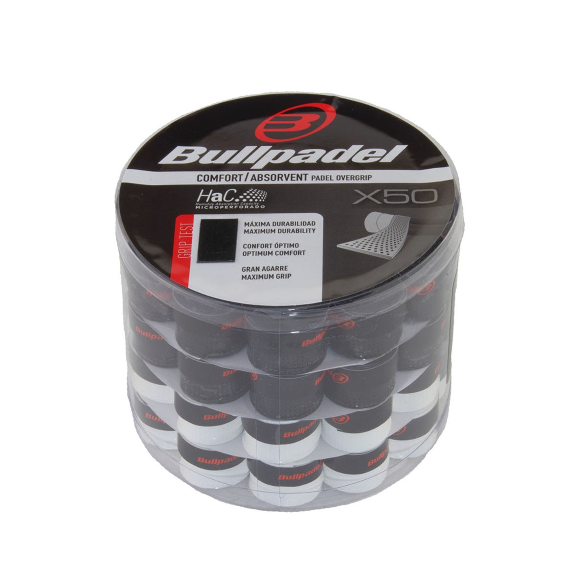 Bullpadel Overgrip Comfort 50pcs zwart en wit