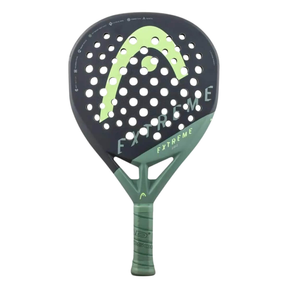 Head Extreme Pro padel racket zwart met groene accenten vooraanzicht