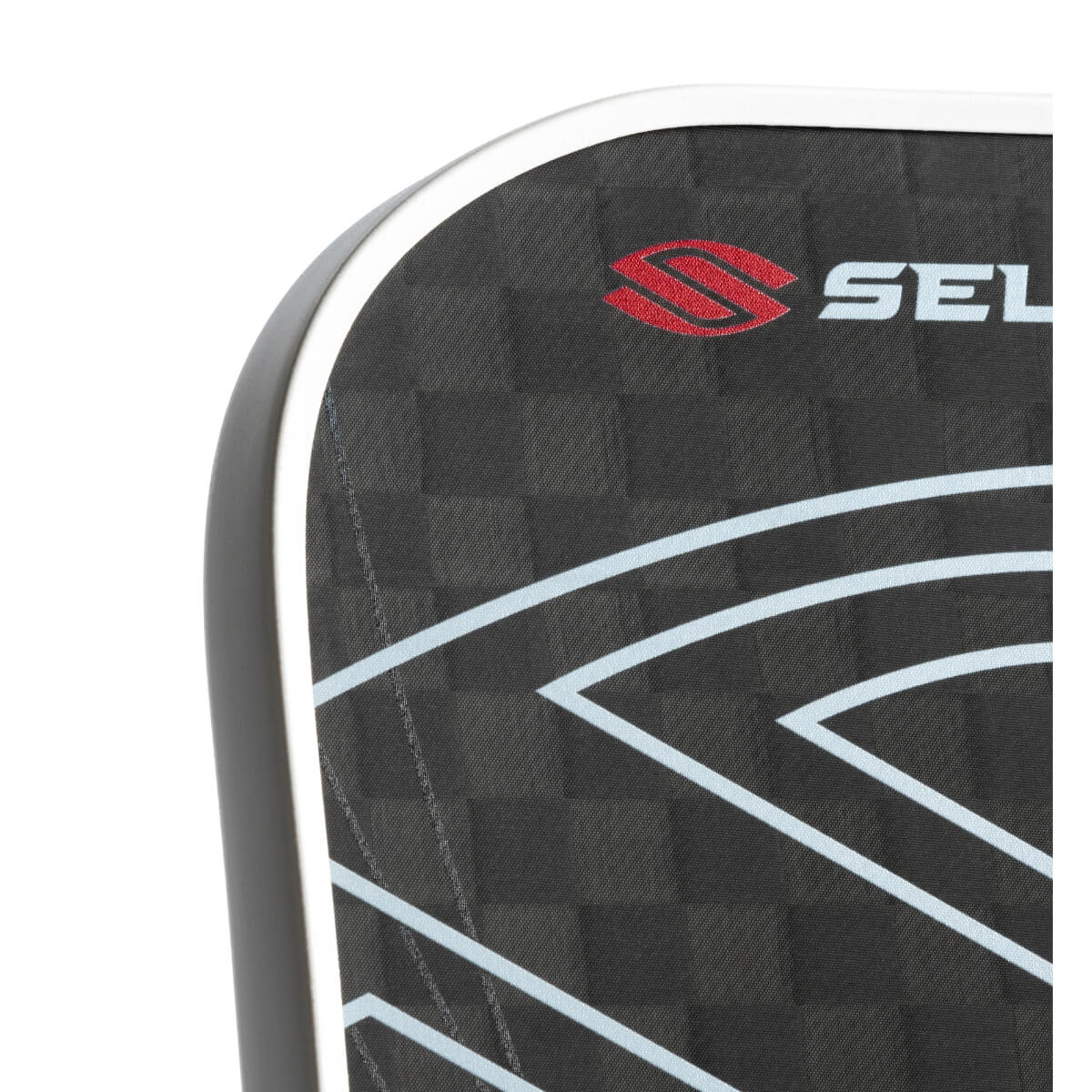 Selkirk Vanguard Pro Epic zwart paddle met wit Selkirk logo, witte letters en wit kader rond de racket