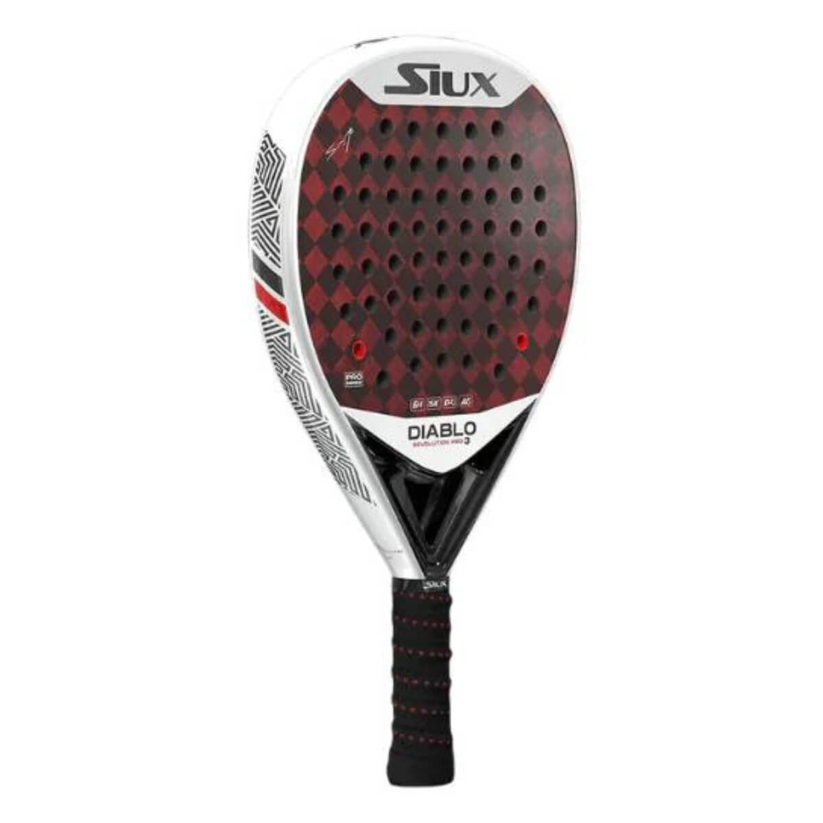 Siux Diablo Revolution Sanyo Pro 3 2024 padel racket schuin vooraanzicht
