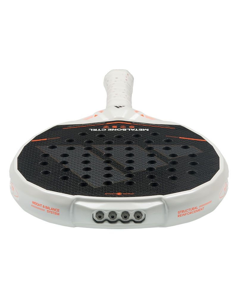 Bovenaanzicht Adidas Metalbone CTRL 2026: ronde pro-racket met maximaal controlegevoel, Carbon Aluminized 16K, EVA Soft Performance en verstelbaar Weight & Balance System.